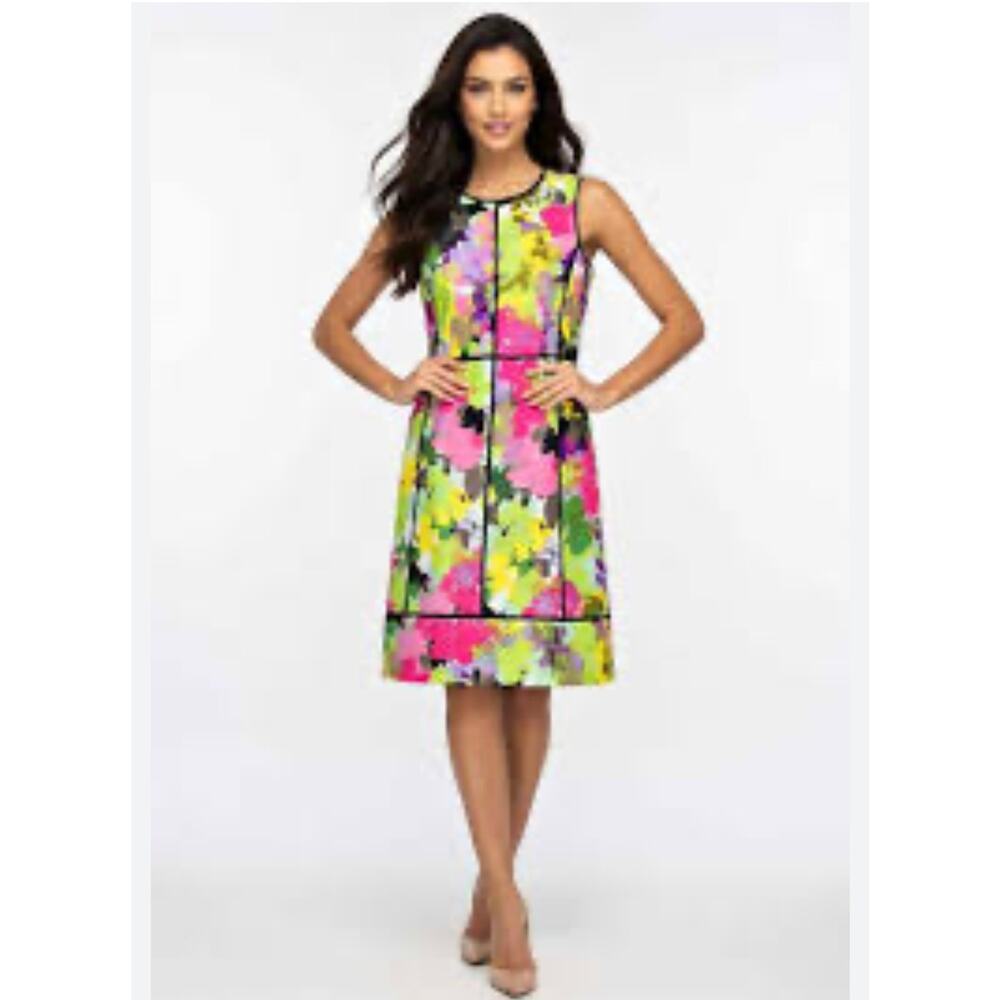 Calvin Klein  Women's Multicolor Abstract Floral Sleeveless Sheath Dress Size 14